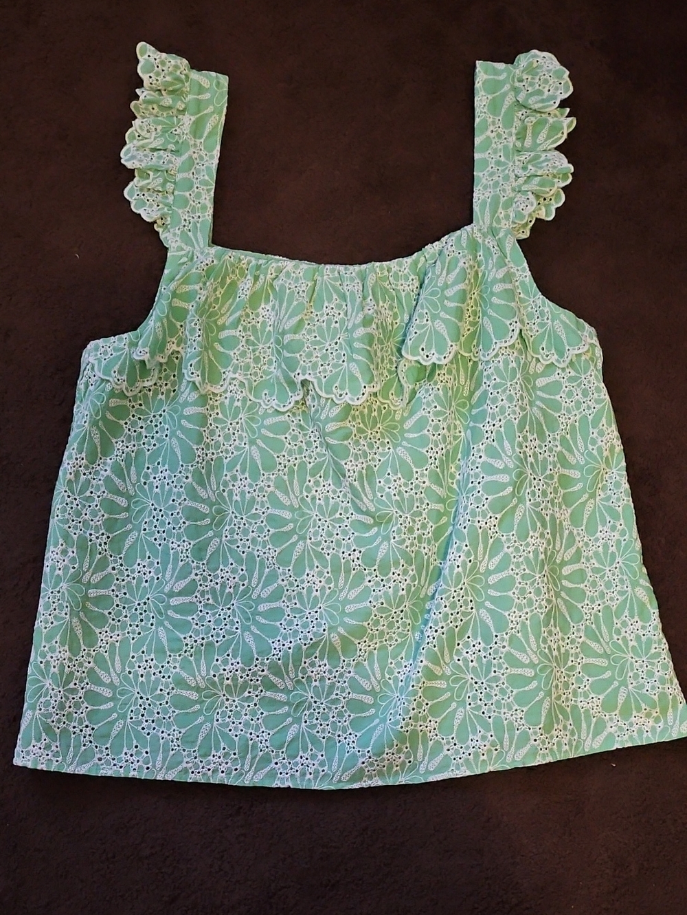 LOFT Eyelet Ruffle Square Neck Tank Top Size XL - Picture 4 of 7